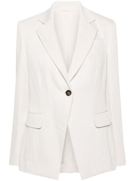 White Single-breasted Cotton Blazer