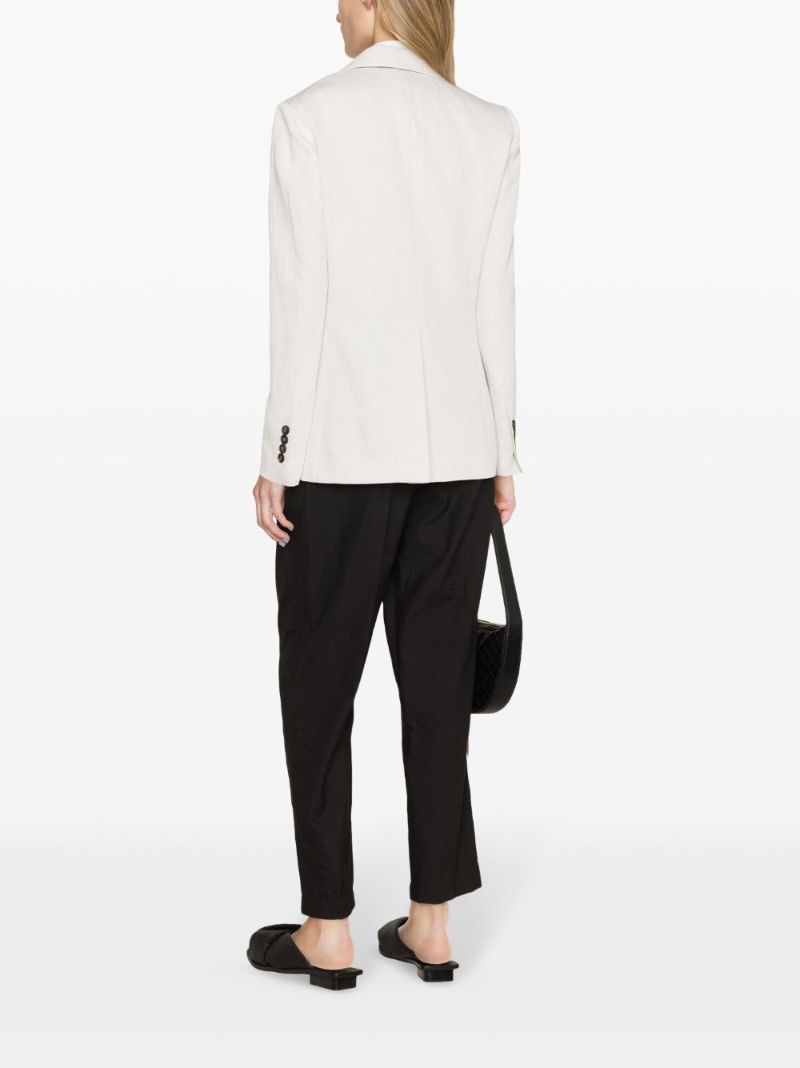 White Single-breasted Cotton Blazer