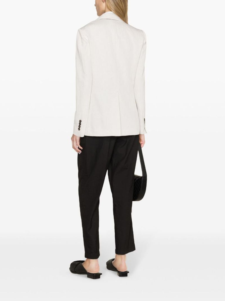 White Single-breasted Cotton Blazer