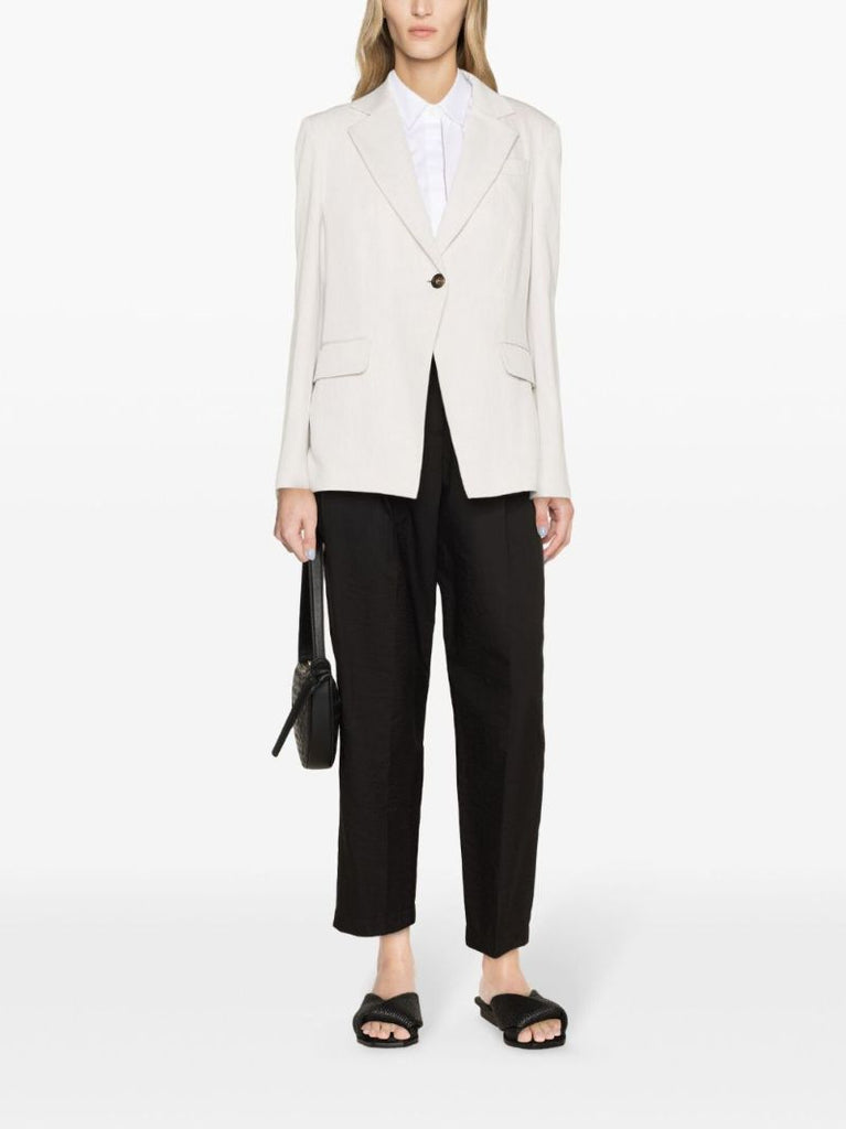 White Single-breasted Cotton Blazer