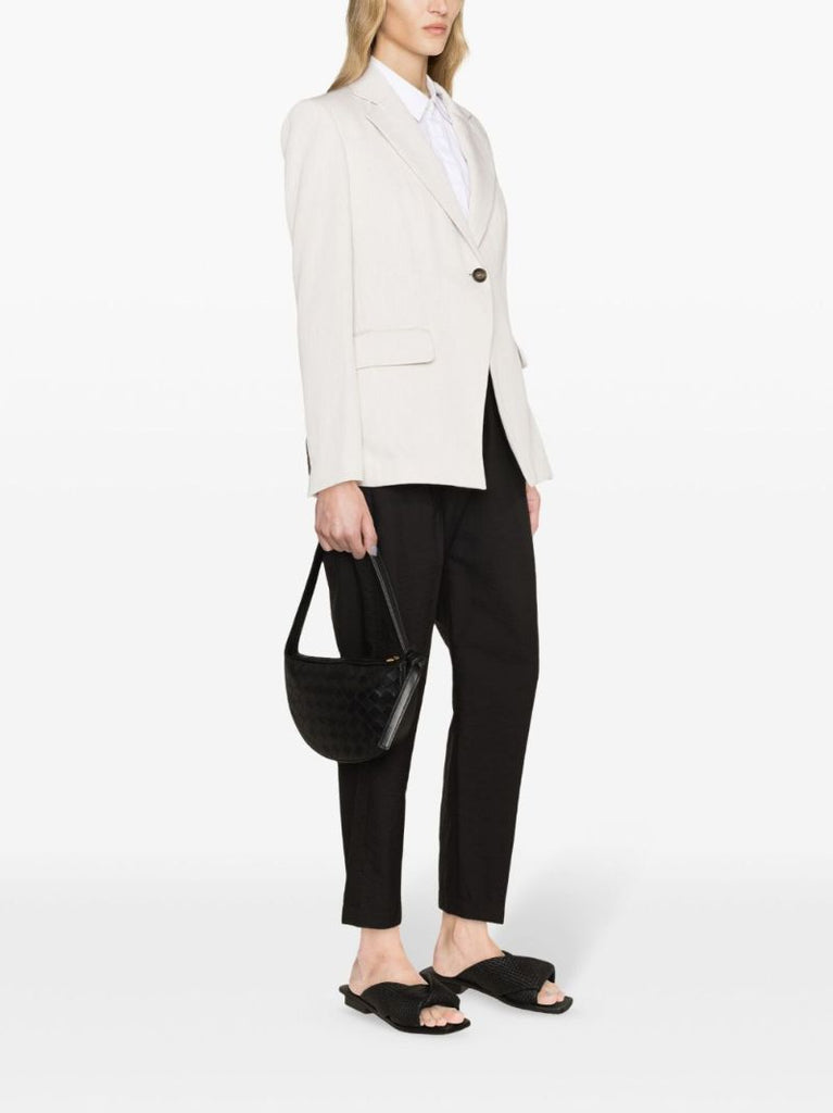 White Single-breasted Cotton Blazer