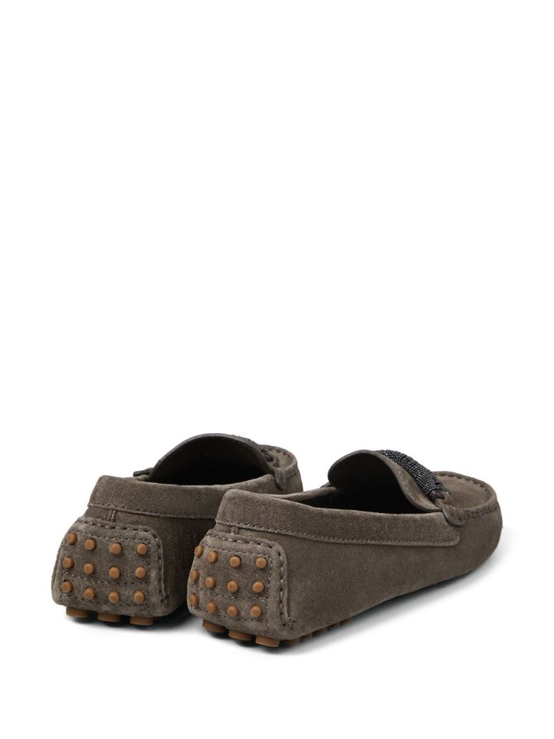 Grey Monili-chain Suede Loafers