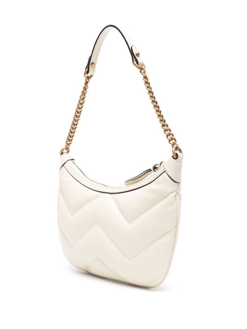 White Gg Marmont Small Leather Shoulder Bag