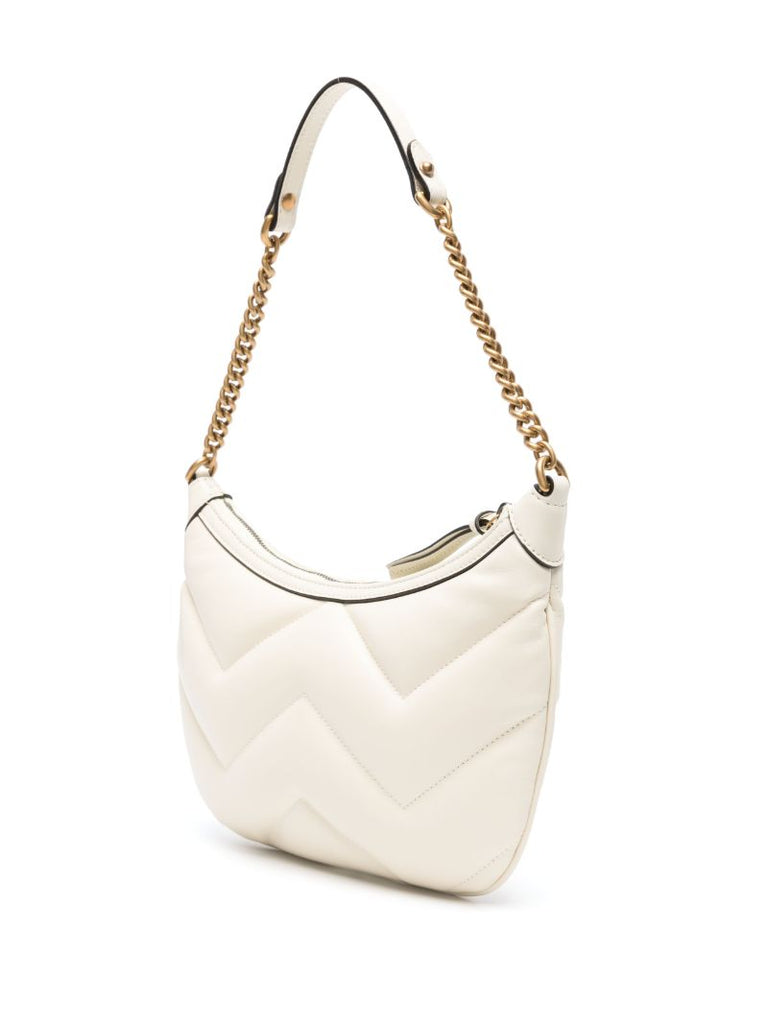 White Gg Marmont Small Leather Shoulder Bag