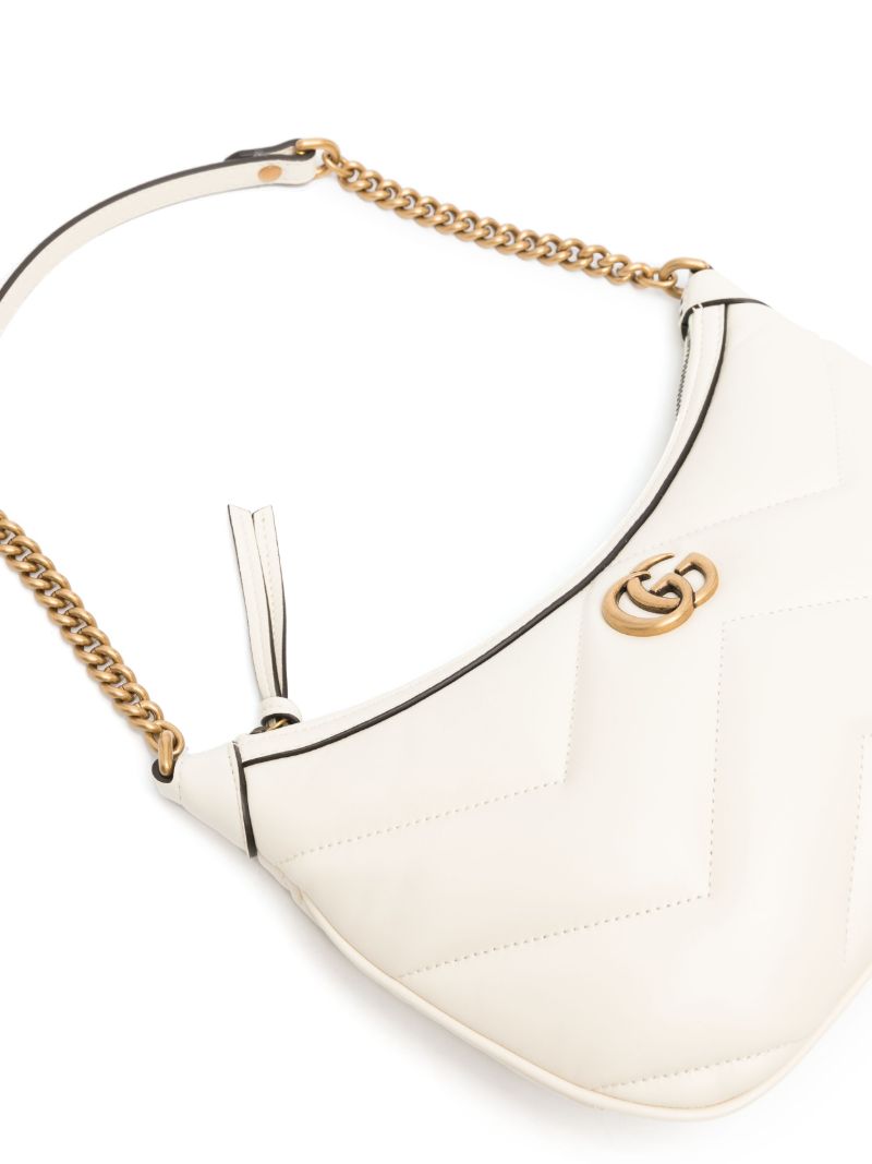 White Gg Marmont Small Leather Shoulder Bag