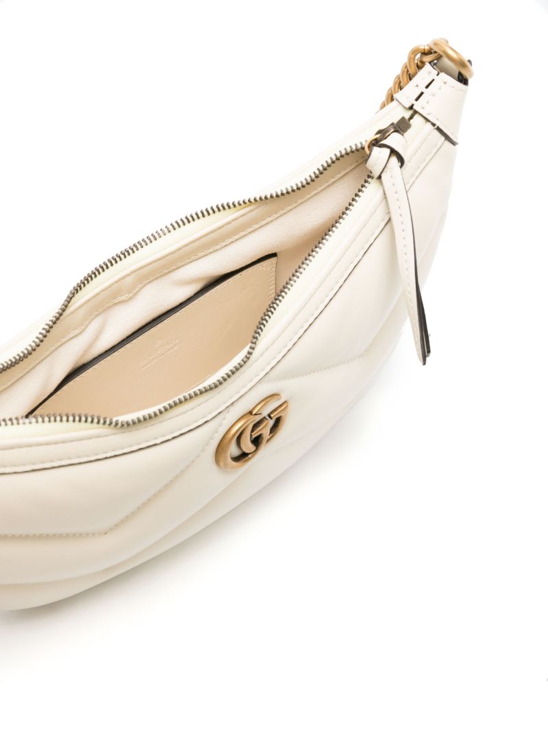 White Gg Marmont Small Leather Shoulder Bag