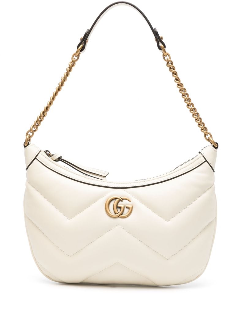 White Gg Marmont Small Leather Shoulder Bag