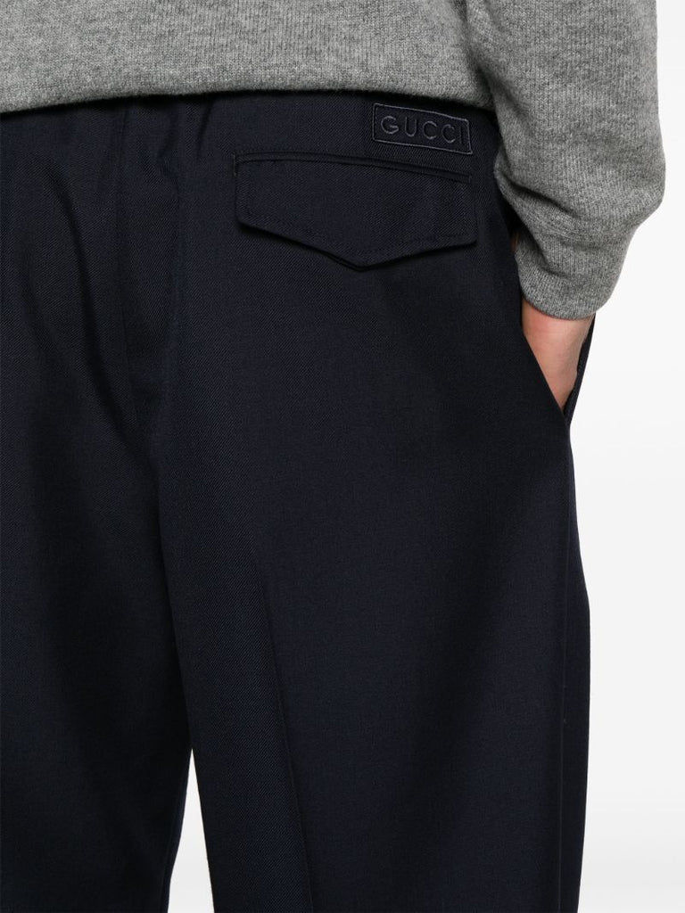Blue Straight-leg Wool Trousers