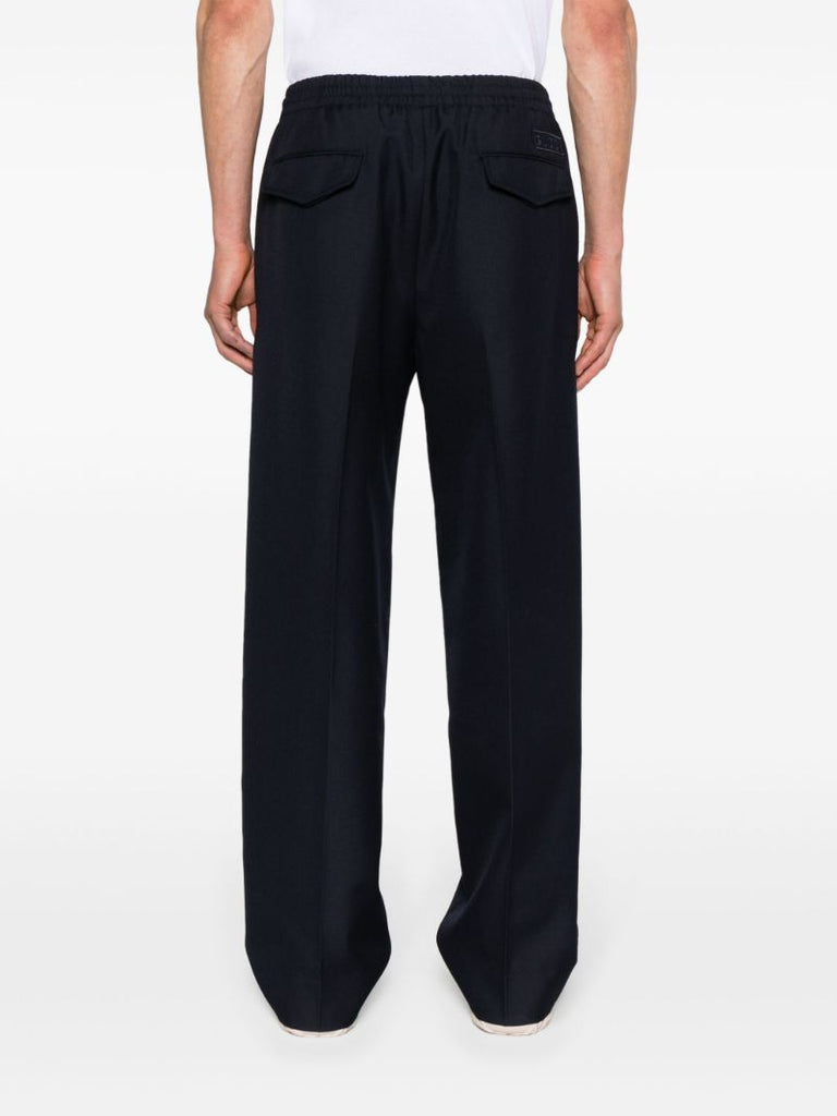 Blue Straight-leg Wool Trousers