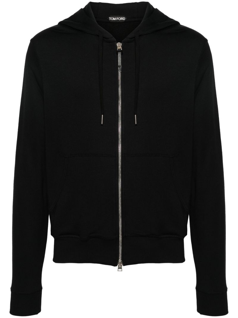 Black Jersey Drawstring Hoodie