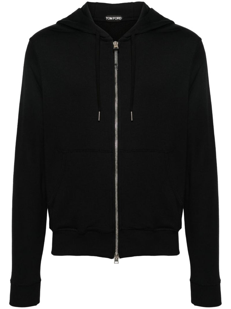 Black Jersey Drawstring Hoodie
