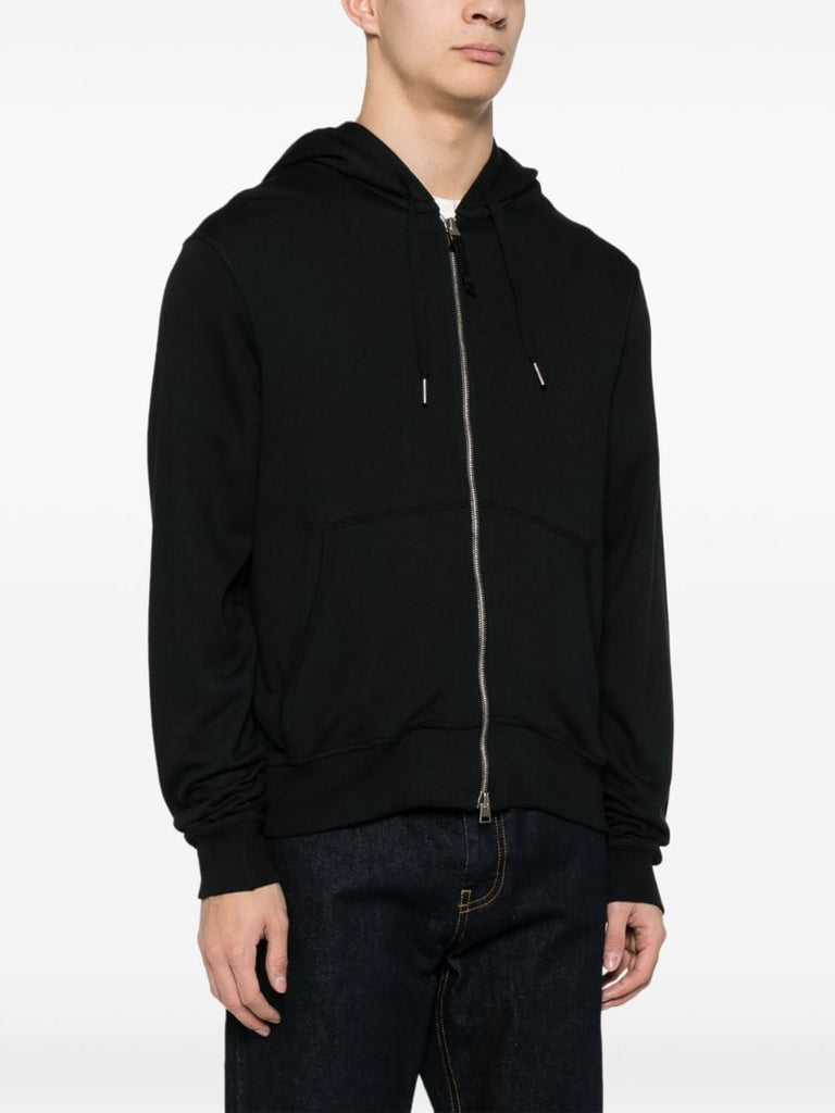 Black Jersey Drawstring Hoodie