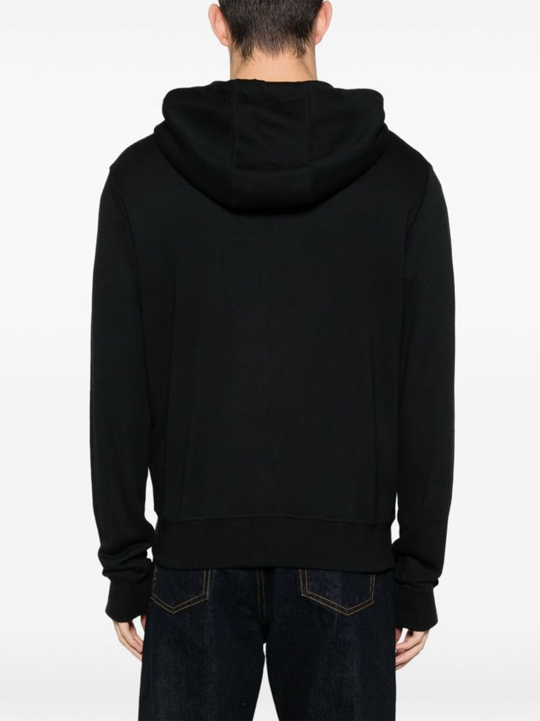 Black Jersey Drawstring Hoodie