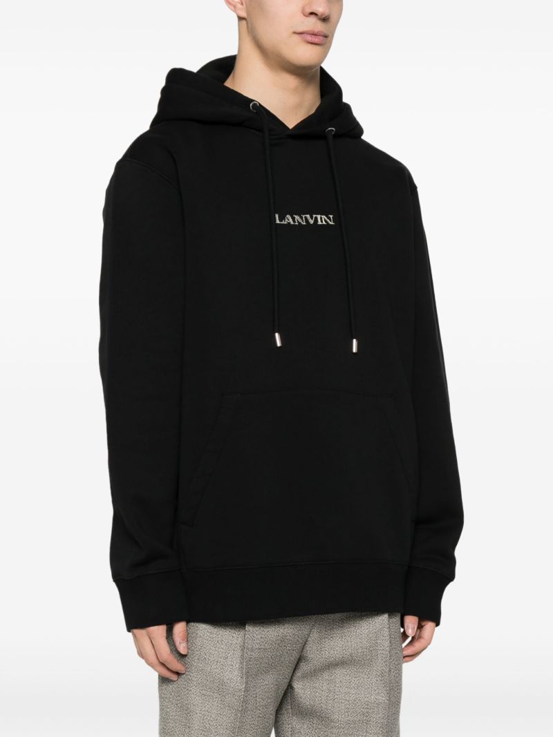 Black Logo-embroidered Cotton Hoodie