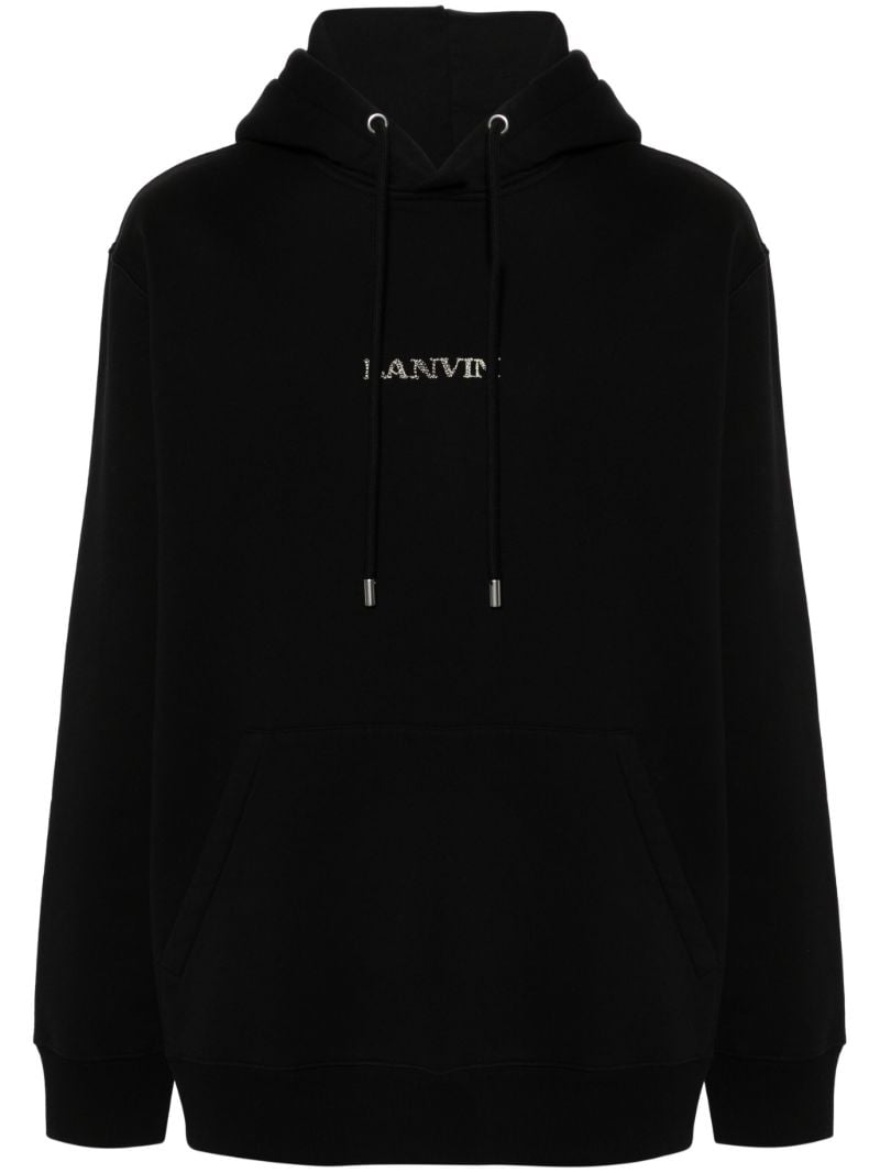 Black Logo-embroidered Cotton Hoodie