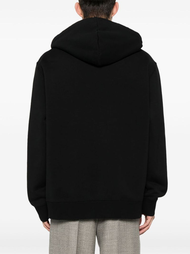 Black Logo-embroidered Cotton Hoodie