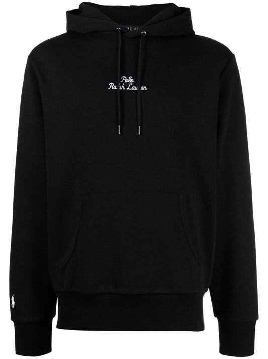 Black Logo-embroidered Hoodie