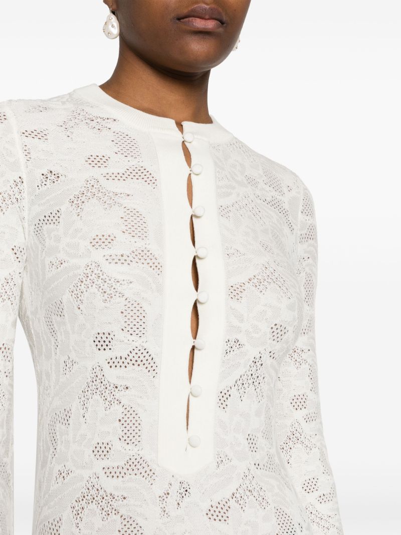 White Pointelle Knit Midi Dress