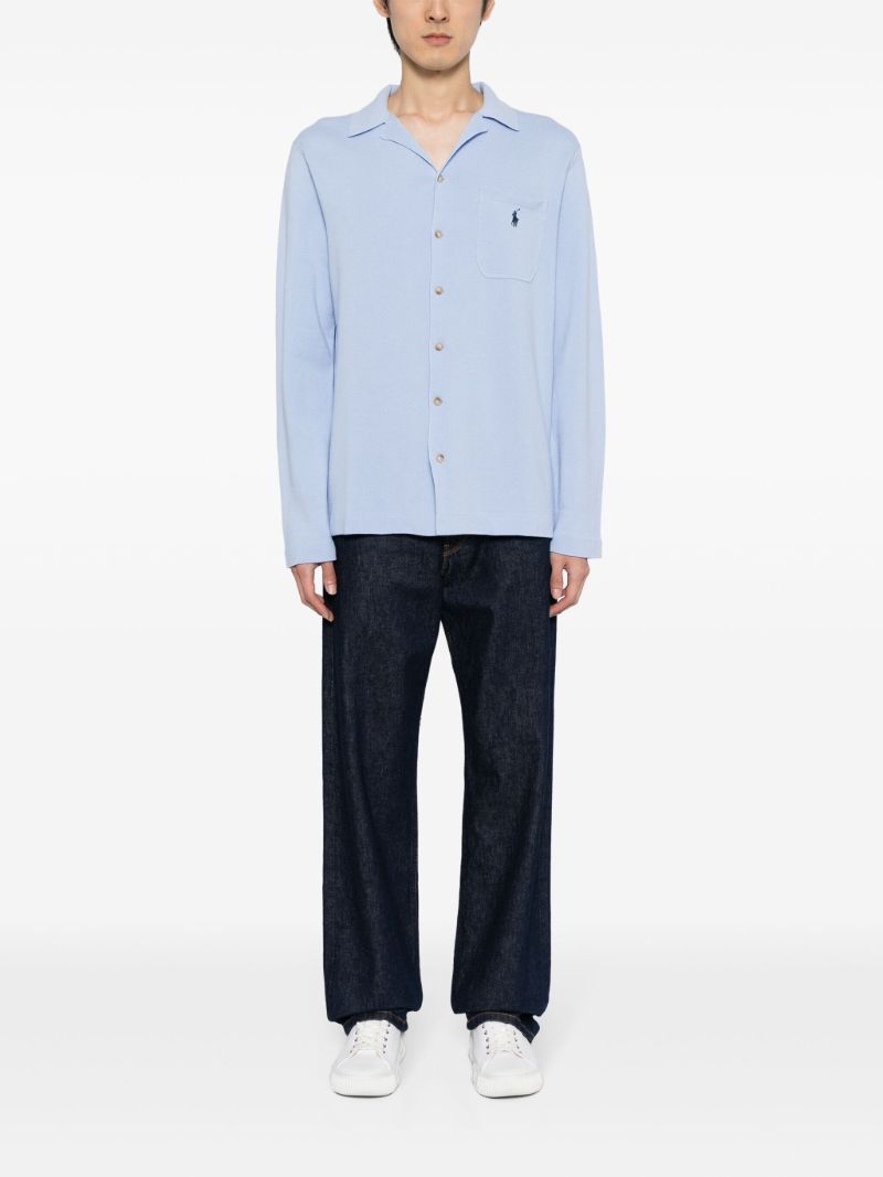 Blue Polo Pony Embroidered Cotton Shirt