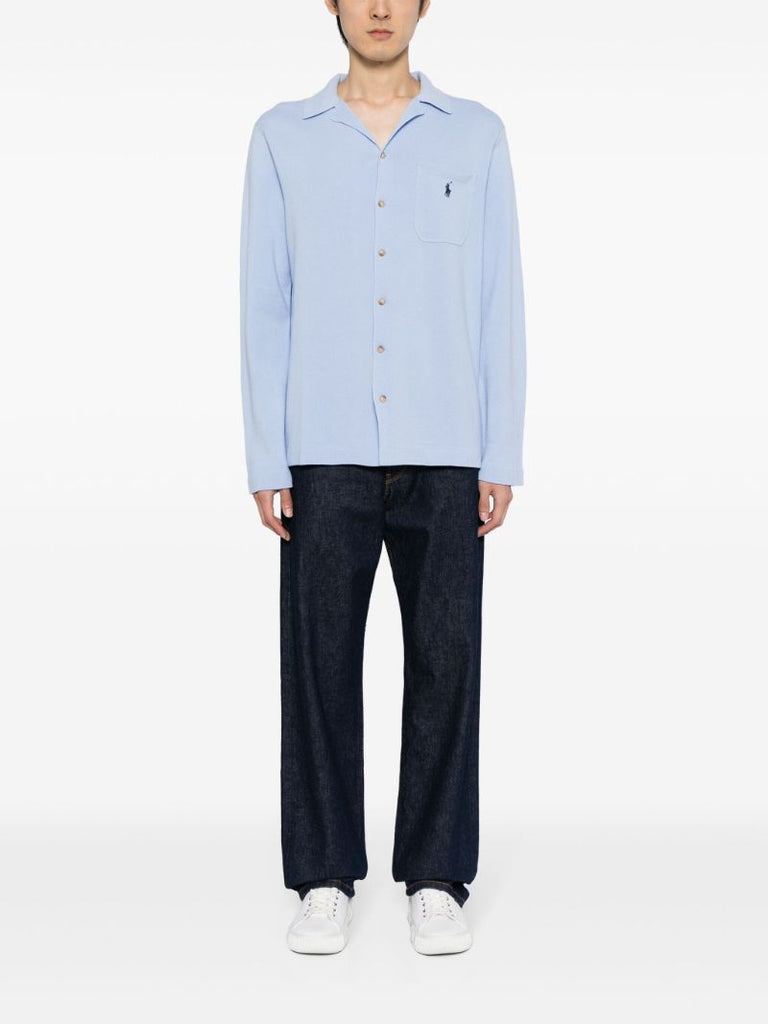 Blue Polo Pony Embroidered Cotton Shirt