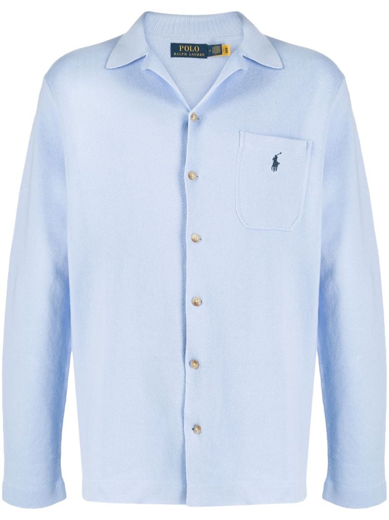 Blue Polo Pony Embroidered Cotton Shirt
