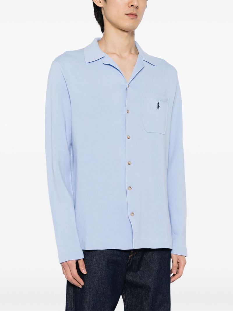 Blue Polo Pony Embroidered Cotton Shirt