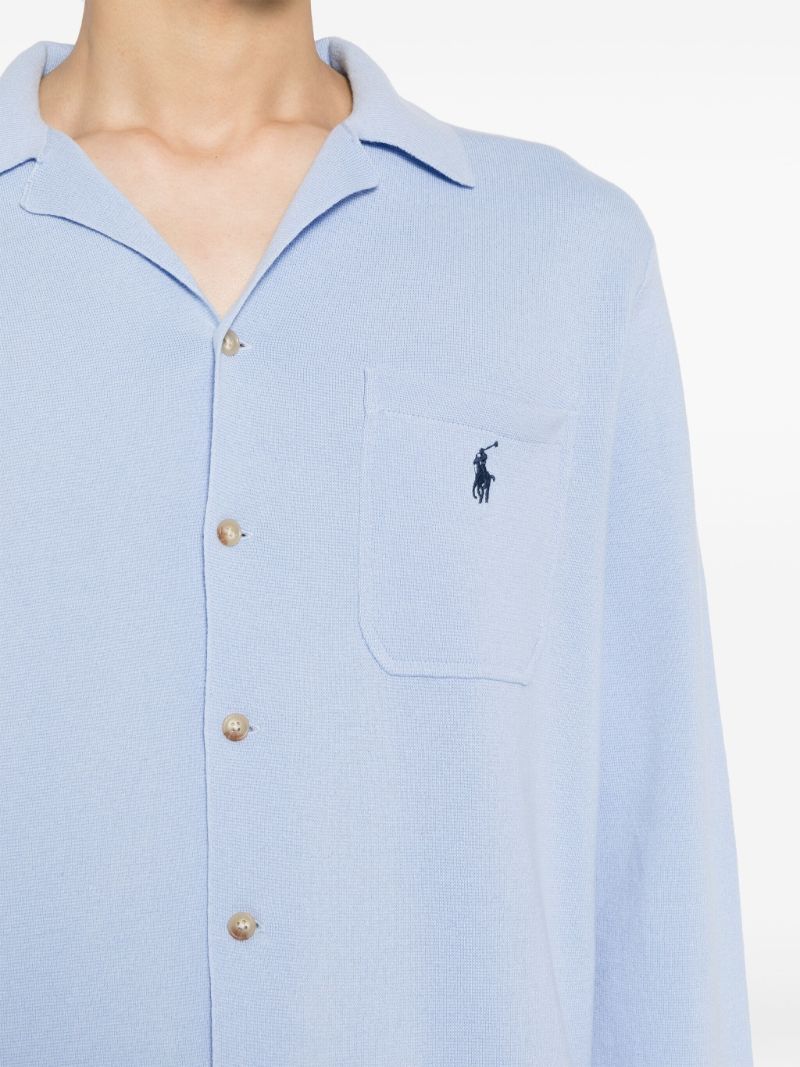 Blue Polo Pony Embroidered Cotton Shirt
