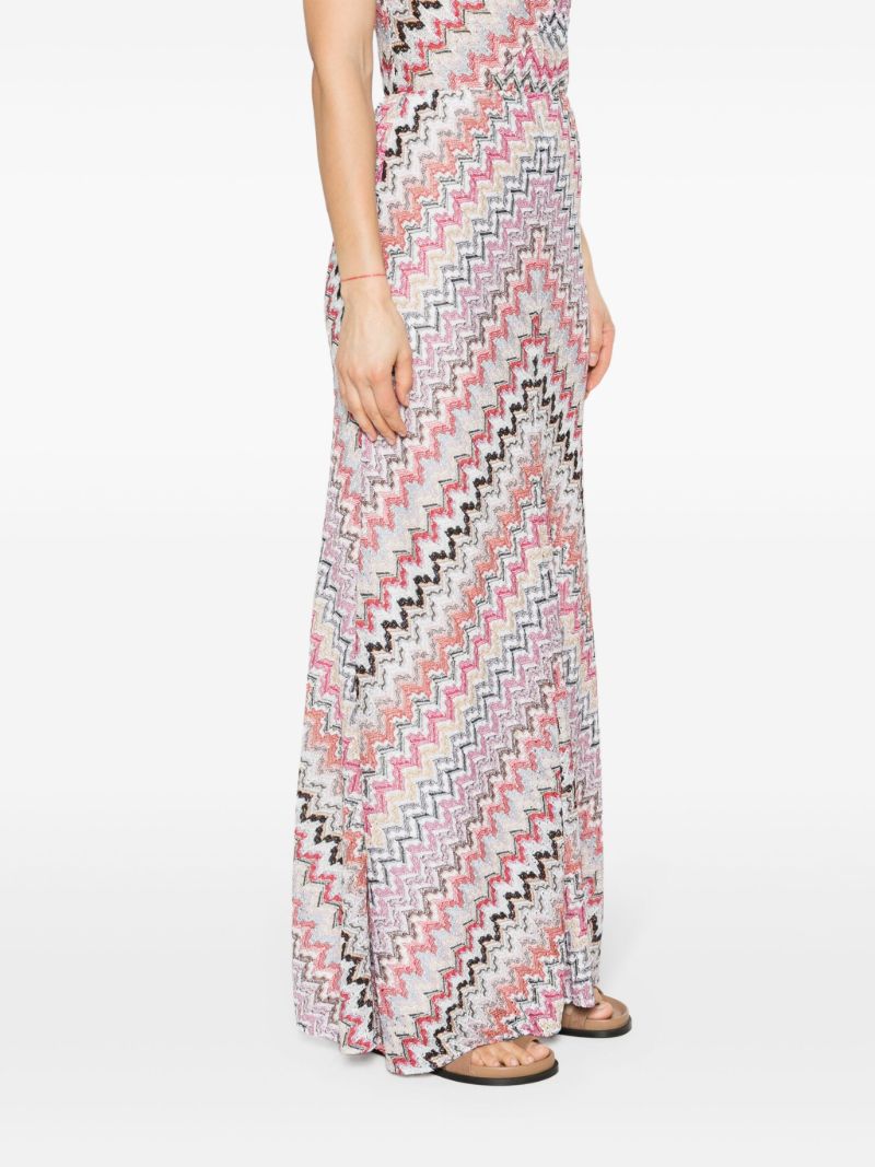 Pink Zigzag Knit Maxi Skirt