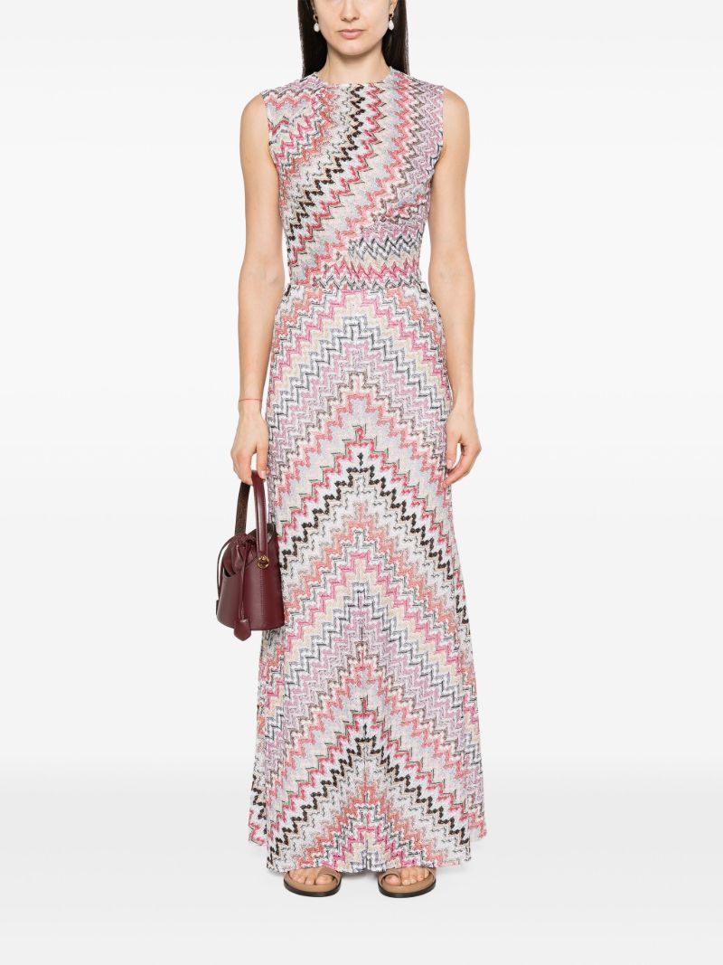 Pink Zigzag Knit Maxi Skirt