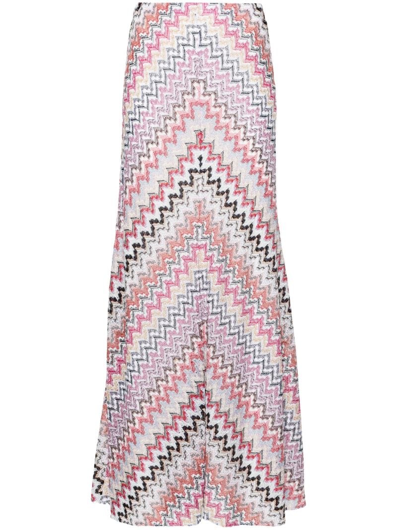 Pink Zigzag Knit Maxi Skirt