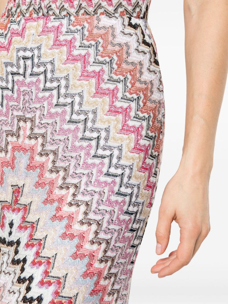 Pink Zigzag Knit Maxi Skirt