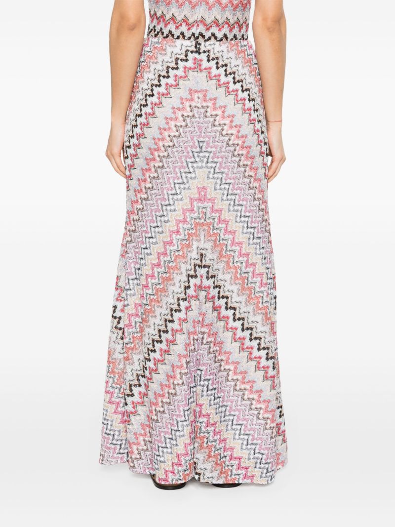 Pink Zigzag Knit Maxi Skirt