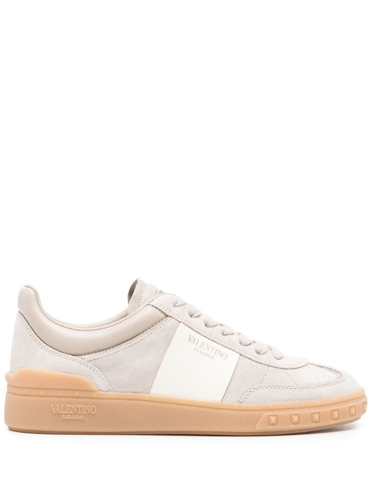 Neutral Rockstud Suede Sneakers