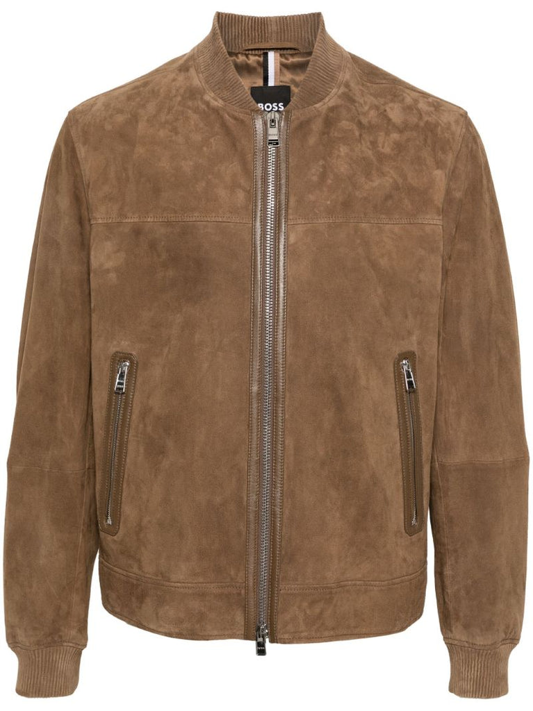 Brown Malban Suede Bomber Jacket