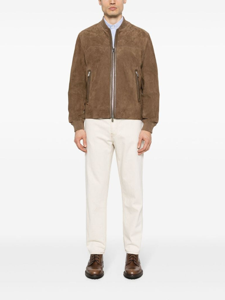 Brown Malban Suede Bomber Jacket