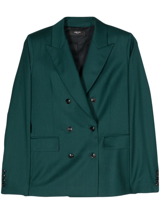 Green Double Breasted Wool Blazer
