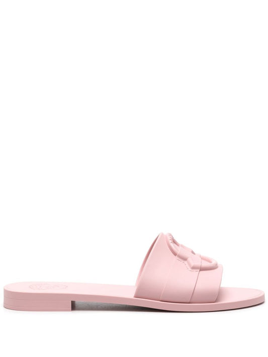 Pink Mon Logo-embossed Slides