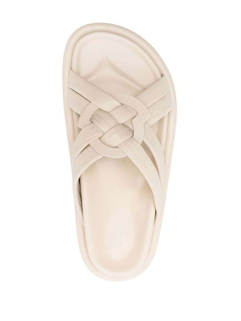 Beige Bell Interwoven-straps Sandals