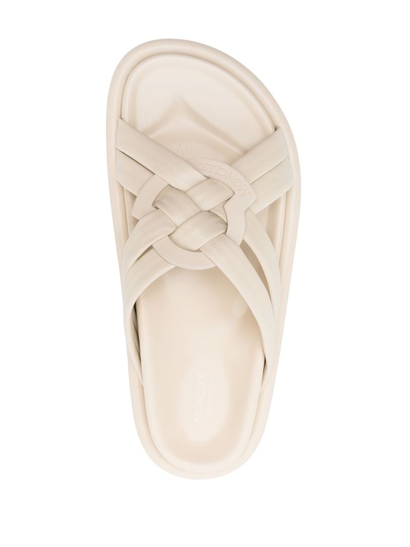 Beige Bell Interwoven-straps Sandals