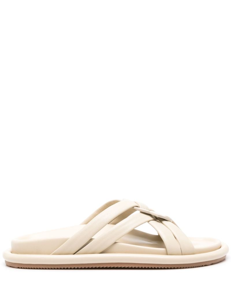 Beige Bell Interwoven-straps Sandals
