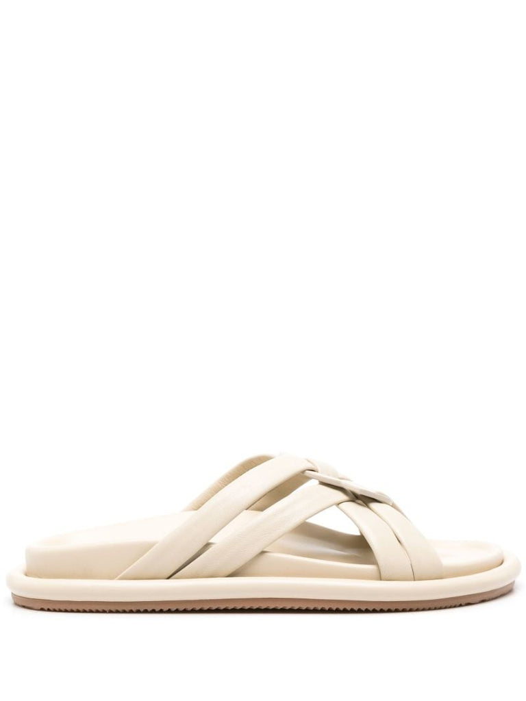 Beige Bell Interwoven-straps Sandals