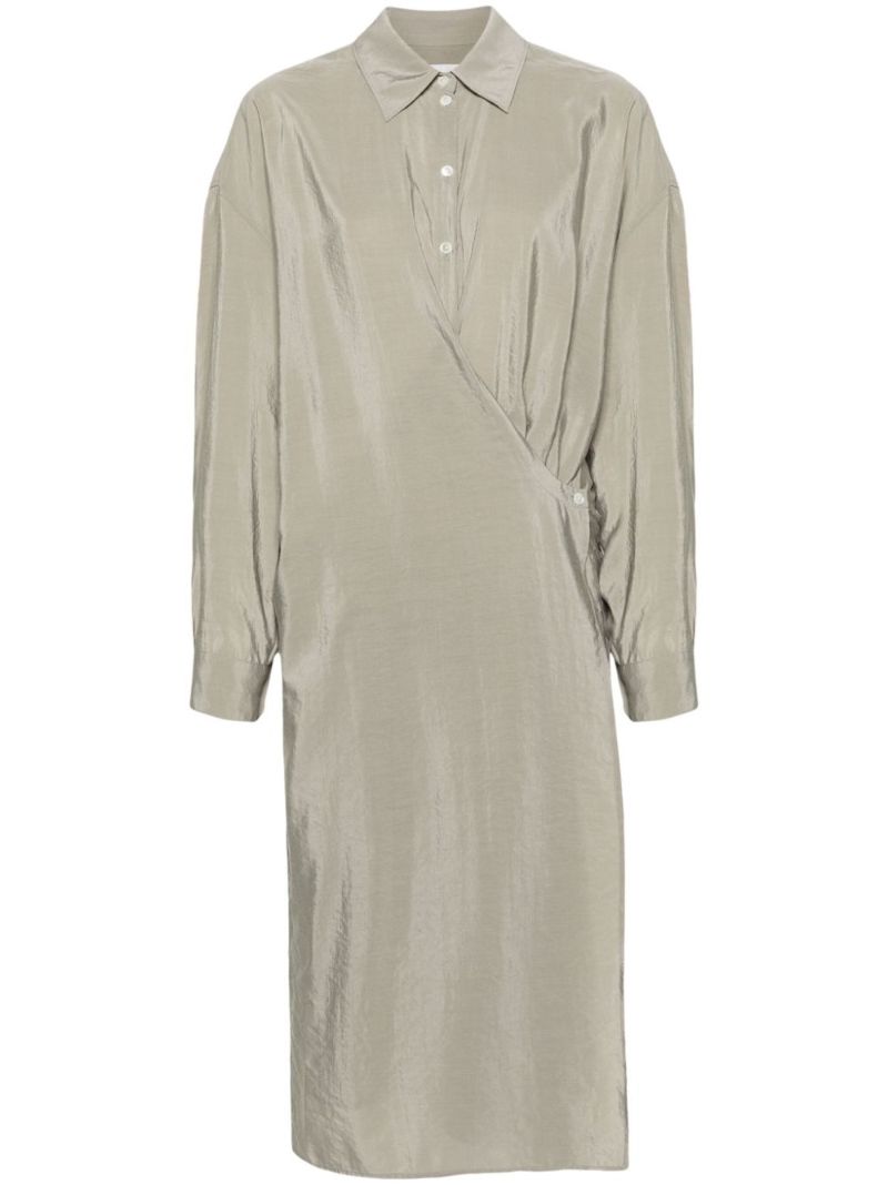 Grey Twisted Silk Shirt Dress