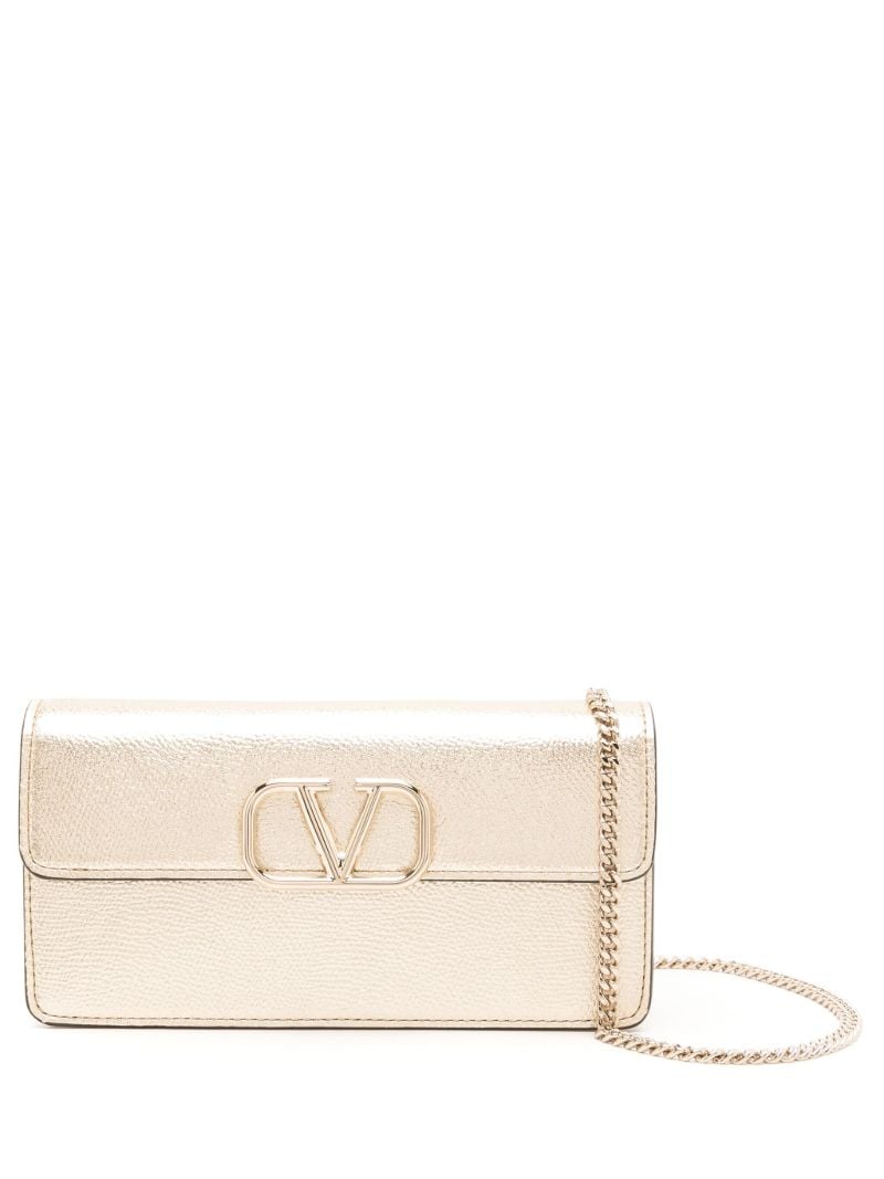 Gold Vlogo Signature Metallic Wallet on Chain