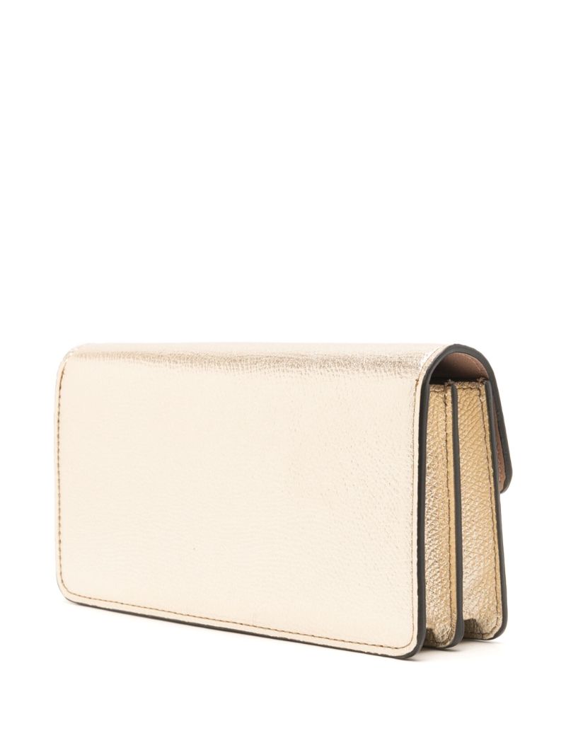 Gold Vlogo Signature Metallic Wallet on Chain