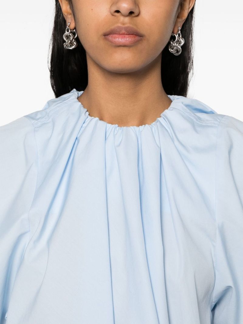 Blue Pleated Cotton Blouse