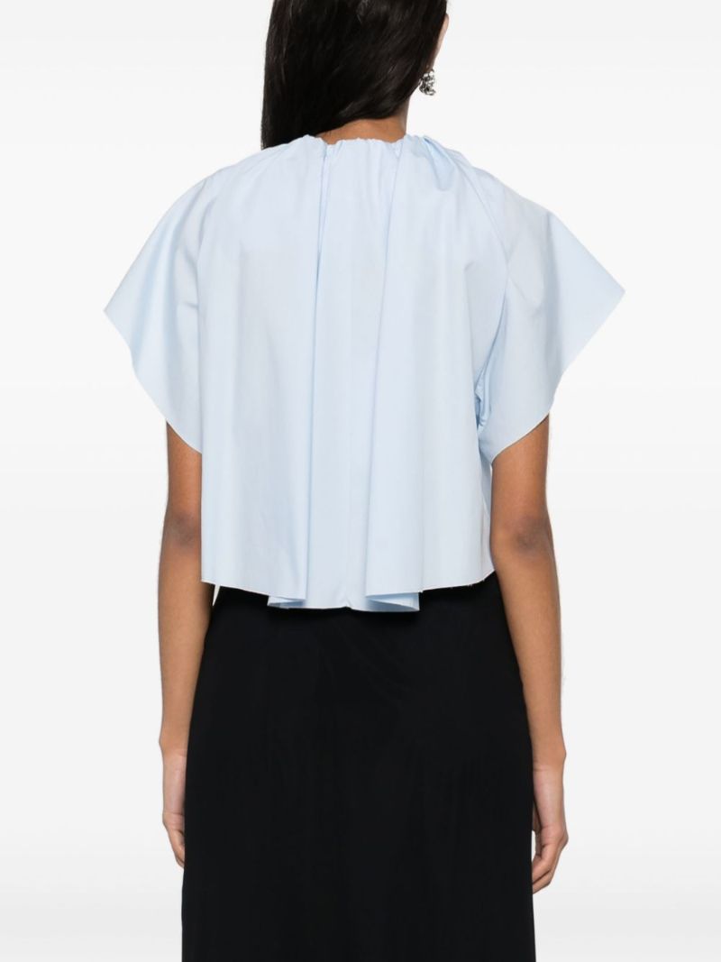 Blue Pleated Cotton Blouse