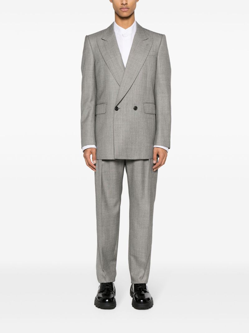 Grey Double-breasted Wool Blazer