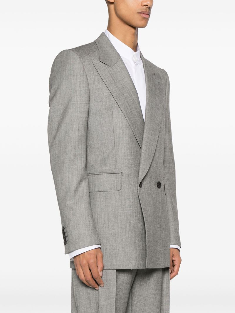 Grey Double-breasted Wool Blazer