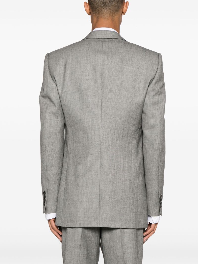 Grey Double-breasted Wool Blazer
