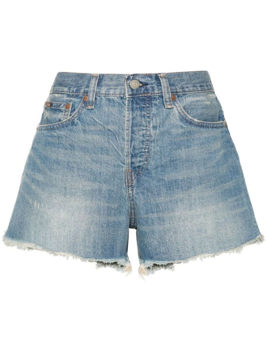 Blue High-rise Denim Shorts